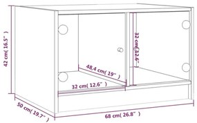 Έπιπλο Τηλεόρασης Λευκό 68x37x42 εκ. με Γυάλινες Πόρτες - Μαύρο