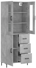 vidaXL Ντουλάπι Γκρι Σκυροδέματος 69,5x34x180 εκ. Επεξεργασμένο Ξύλο