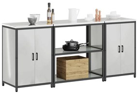 vidaXL Σετ Αποθήκευσης Κουζίνας με ράφι 3 pcs Ασημί 210 x 50 x 92 εκ