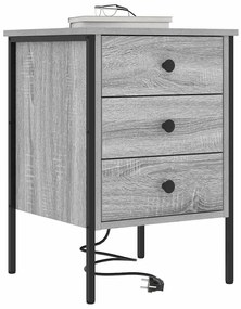 vidaXL Κομοδίνο με συρτάρι 2 pcs Γκρι sonoma Επεξεργασμένο ξύλο