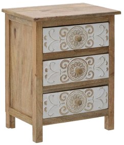 Συρταριέρα Inart 3-50-245-0017 ξύλο φυσικό-λευκό 72x35x76εκ 50x32x61 εκ.