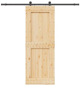 vidaXL Συρόμενη Μεσόπορτα με Μηχανισμό 85 x 210 εκ. Μασίφ Ξύλο Πεύκου