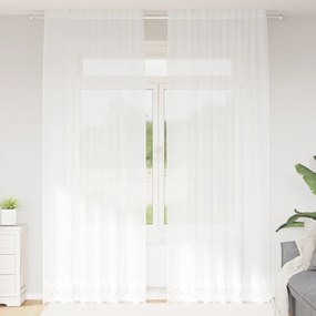 vidaXL Κουρτίνα Δαντέλας με κουρτίνες Floral Λευκό 150 x 260 εκ. Πολυεστέρας