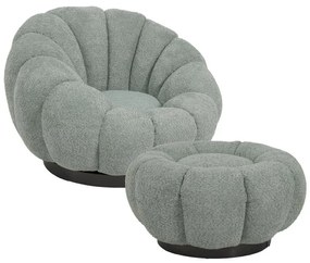 Πολυθρόνα περιστρεφόμενη με σκαμπό Nester μπουκλέ ύφασμα σε φυστικί απόχρωση 98x97x69εκ 98x97x69 εκ.