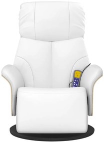 vidaXL Πολυθρόνα Μασάζ Ανακλινόμενη με Υποπόδιο Λευκή Συνθετικό Δέρμα