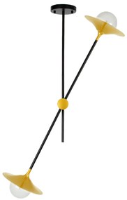 GloboStar® JOLIET 00778 Μοντέρνο Φωτιστικό Οροφής Δίφωτο 2 x G9 AC 230V Μαύρο - Χρυσό Μεταλλικό Πλέγμα Μ93 x Π20 x Υ100cm
