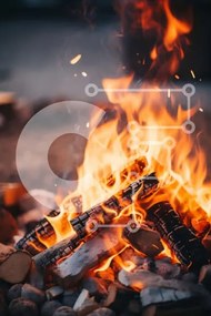 Σετ των 2 Intra Συλλεκτικό Ξύλινο Παζλ Plywood 4mm - Φωτιά με καμένα κορμούς και πέτρες Σε Ξύλινο Κουτί - Διαστάσεις: 10x10 cm – 25 κομμάτια