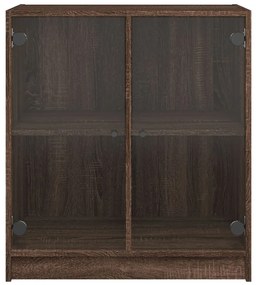vidaXL Βοηθητικό Ντουλάπι Καφέ Δρυς 68x37x75,5 εκ. Γυάλινες Πόρτες