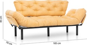 Τριθέσιος Καναπές Κρεβάτι Μουσταρδί TONNE 70x185x85