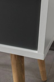 Κομοδίνο Λευκό / Ανθρακί RODRA 55x55x30