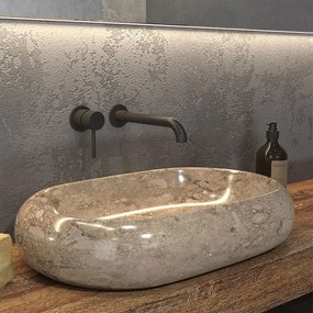 Νιπτήρας Επικαθήμενος Πέτρινος Donat 60x40x12cm Cream Karag Πέτρα