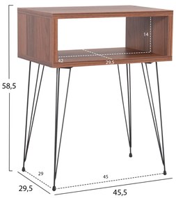 ΚΟΜΟΔΙΝΟ TODD HM18184.05 ΜΕΛΑΜΙΝΗ ΣΕ ΚΑΡΥΔΙ-ΜΕΤΑΛ.ΜΑΥΡΑ ΠΟΔΙΑ 45.5x29.5x58.5Υεκ. - HM18184.05