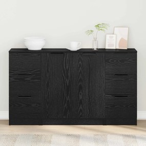 vidaXL Πλαϊνό γραφείο με συρτάρι 3 pcs Μαύρη Οξυά Επεξεργασμένο ξύλο