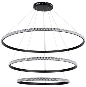 Φωτιστικό Οροφής Diamond Trio 61140 Led 150W Φ60+80+100cm Black GloboStar Αλουμίνιο