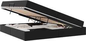 vidaXL Κρεβάτι με αποθηκευτικό χώρο και στρώμα 2 pcs Μαύρο Δέρμα