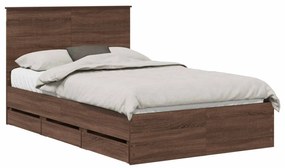 vidaXL Σκελετός Κρεβατιού Καφέ δρυς 120 x 200 cm Μηχανήματος Ξύλο