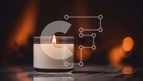 Intra Συλλεκτικό Ξύλινο Παζλ Plywood 4mm - Λαμπερό κερί μπροστά από ένα ανοιχτό τζάκι Σε Ξύλινο Κουτί - Διαστάσεις Puzzle: 10x10 cm – 25 κομμάτια