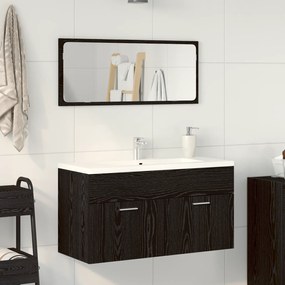 vidaXL σετ μπάνιου 2 κομματιών Μαύρη Οξιά Επεξεργασμένο Ξύλο