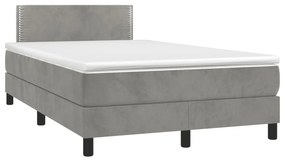 VidaXL Κρεβάτι Boxspring με Στρώμα & LED Αν.Γκρι 120x190εκ. Βελούδινο