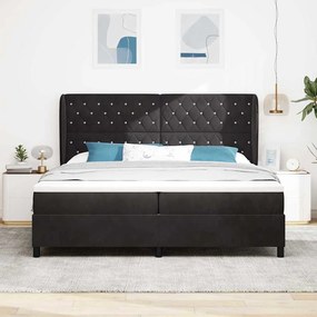 vidaXL Κρεβάτι με ελατήρια με στρώμα Μαύρο 200 x 200 cm Βελούδο