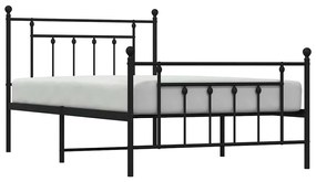vidaXL Πλαίσιο Κρεβατιού με Κεφαλάρι&Ποδαρικό Μαύρο 100x200εκ. Μέταλλο