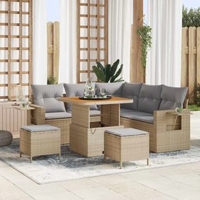 vidaXL Σετ Καναπέ Κήπου 8 pcs Μπεζ συνθετικό ρατάν