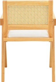 Πολυθρόνα Winslow pakoworld rubberwood σε φυσική απόχρωση-ύφασμα λευκό 51x54x80εκ