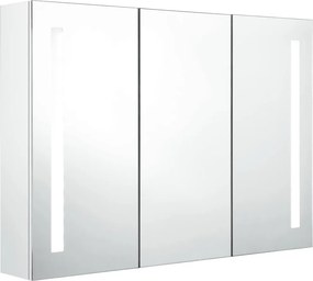 vidaXL Καθρέφτης Μπάνιου με Ντουλάπι &amp; LED Γυαλ. Λευκό 89x14x62 εκ.