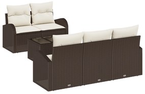 vidaXL Σετ Κήπου 6 Τεμαχίων με Μαξιλάρια Καφέ Ρατάν