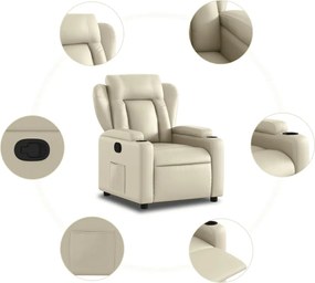 vidaXL Πολυθρόνα Ανακλινόμενη Κρεμ από Συνθετικό Δέρμα