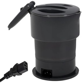 Τουριστικός ηλεκτρικός βραστήρας Adler AD 1377, 600W, 0,6 l, Αναδιπλούμενο σώμα σιλικόνης, Προστασία υπερθέρμανσης, Ένδειξη φωτός, Γκρι/Μαύρο