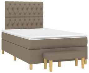 vidaXL Κρεβάτι Boxspring με Στρώμα Taupe 120x190 εκ. Υφασμάτινο