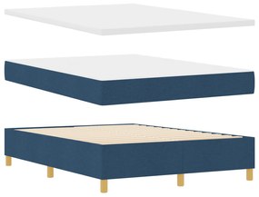 vidaXL Κρεβάτι με Στρώμα & Πάγκο Μπλε 140x190 εκ. Υφασμάτινο
