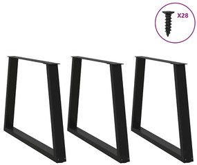 vidaXL Πόδια Τραπεζαρίας Σχήματος V 3 τεμ. Μαύρο 90x(72-73,3) εκ. Ατσάλι