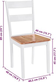 vidaXL Καρέκλες Τραπεζαρίας 2 τεμ. Λευκές Μασίφ Ξύλο Καουτσουκόδεντρου