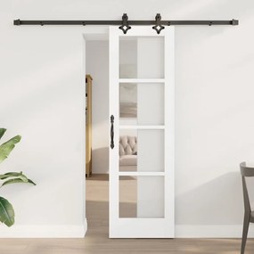 vidaXL Συρόμενη Πόρτα  με Σετ Υλικών Λευκή 61x198.5 εκ. Συμπαγές Ξύλο Πεύκου