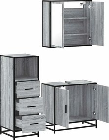 vidaXL Σετ Επίπλων Μπάνιου 3 Τεμαχίων Γκρι Sonoma Επεξεργασμένο Ξύλο