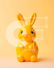 Intra Συλλεκτικό Ξύλινο Παζλ Plywood 4mm - Κίτρινο ειδώλιο λαγουδάκι σε πορτοκαλί φόντο Σε Ξύλινο Κουτί - Διαστάσεις: 10x10 cm – 25 κομμάτια