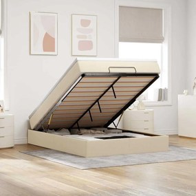 vidaXL Οθωμανικό κρεβάτι με στρώμα Cream 140x200cm ύφασμα