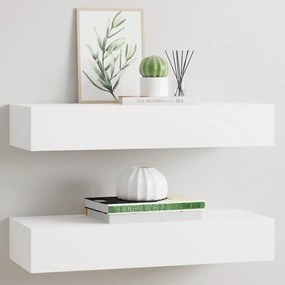 vidaXL Ράφια Τοίχου με Συρτάρια 2 Τεμ. Λευκά 60 x 23,5 x 10εκ. από MDF
