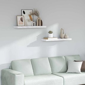 Ράφι Τοίχου Επιτοίχιο 2 pcs Λευκό Μάρμαρο 90 x 23,5 x 4 εκ