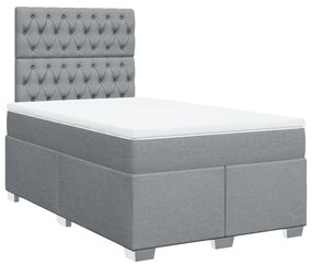 Κρεβάτι Boxspring με Στρώμα Ανοιχτό Γκρι 120x200 εκ. Υφασμάτινο - Γκρι