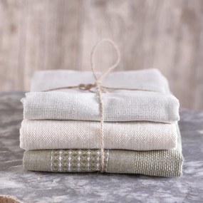 Πετσέτες Κουζίνας Canaria (Σετ 3τμχ) Grey, Ecru, Khaki Ρυθμός 100% Cotton