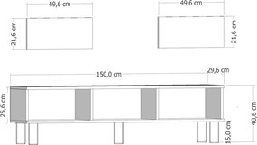 Stewehome Μποέμ έπιπλο τηλεόρασης με ντουλάπι 150x30x41 cm