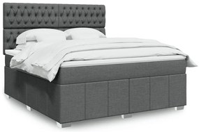 vidaXL Κρεβάτι Boxspring με Στρώμα Σκούρο Γκρι 180x200 εκ Υφασμάτιν