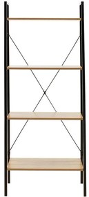 Βιβλιοθήκη Ramon φυσικό-μαύρο 60x23x145,5εκ 60x23x145.5 εκ.