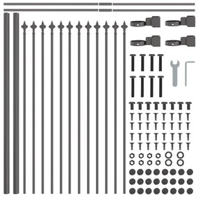 vidaXL Φράκτης κήπου  με αιχμηρή κορυφή, Γκρι, 3,4x0,6 μ, Χάλυβας