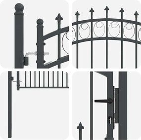 vidaXL Πύλη Φράχτη με Ακίδες Γκρι 100 x 100 cm
