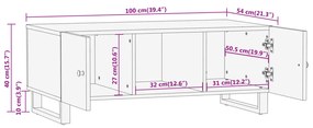 Τραπεζάκι Σαλονιού Καφέ / Μαύρο 100x54x40 εκ. Μασίφ Ξύλο Μάνγκο - Καφέ