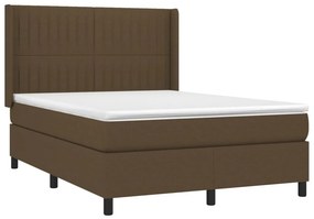 vidaXL Κρεβάτι Boxspring με Στρώμα &amp; LED Σκ.Καφέ 140x190εκ. Υφασμάτινο